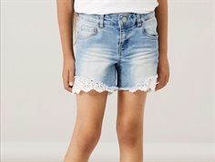 Name It medium blue denim shorts laces